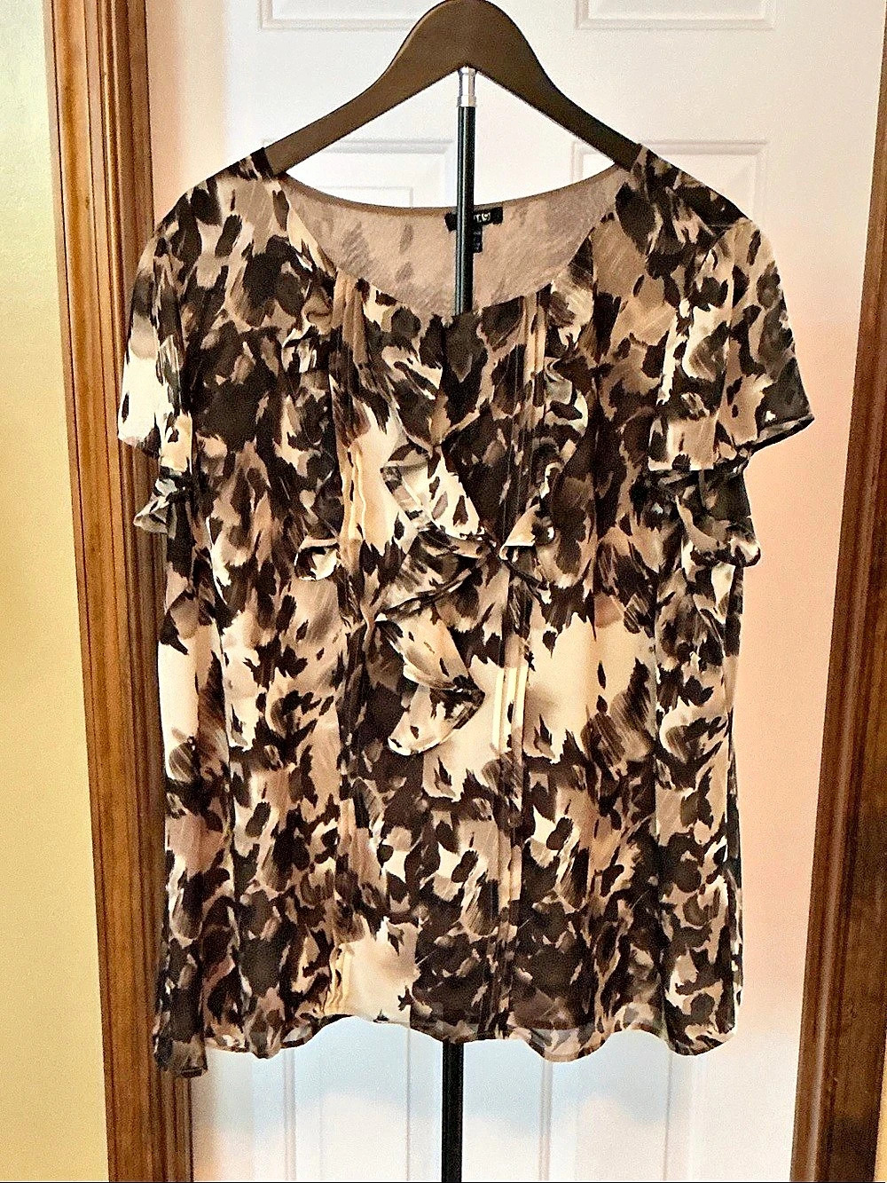 APT. 9 Abstract Blouse in Brown & Cream Size Medium
